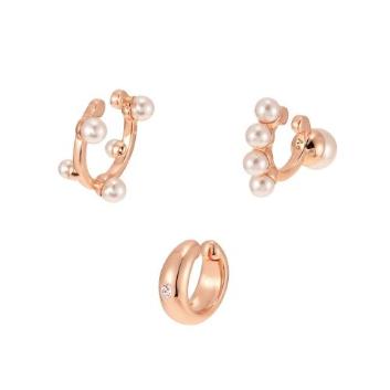 ＜プラスヴァンドーム＞Coffret a perles コフレ・ア・ペルル  3-piece set ear cuffs ピンクゴールドカラー