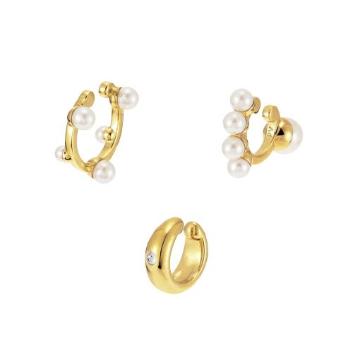 ＜プラスヴァンドーム＞Coffret a perles コフレ・ア・ペルル  3-piece set ear cuffs ゴールドカラー
