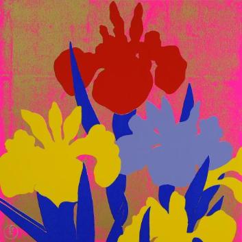 yANA ART TRANSITzR{Y@Flowers Iris 1red 3yellow 1purple