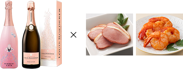 <ANAオリジナル>HIKOUKI CAVA(飛行機カヴァ)ハレ空【2021】(ロゼスパークリングワイン) <ルイ・ロデレール>ブリュット・ヴィンテ−ジ・ロゼ・ボックス【2016】(シャンパン)箱入り(エノテカ) × おせち