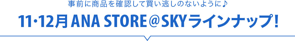 事前に商品を確認して買い逃しのないように♪ 11・12月 ANA STORE@SKYラインナップ!