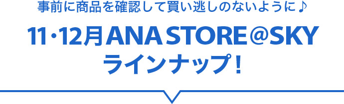 OɏimFĔ̂Ȃ悤♪ 11・12 ANA STORE@SKYCibvI